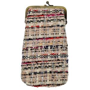 ANTHROPOLOGIE MULTICOLORED TWEED SMALL COIN BAG POUCH WITH KISS CLASP
